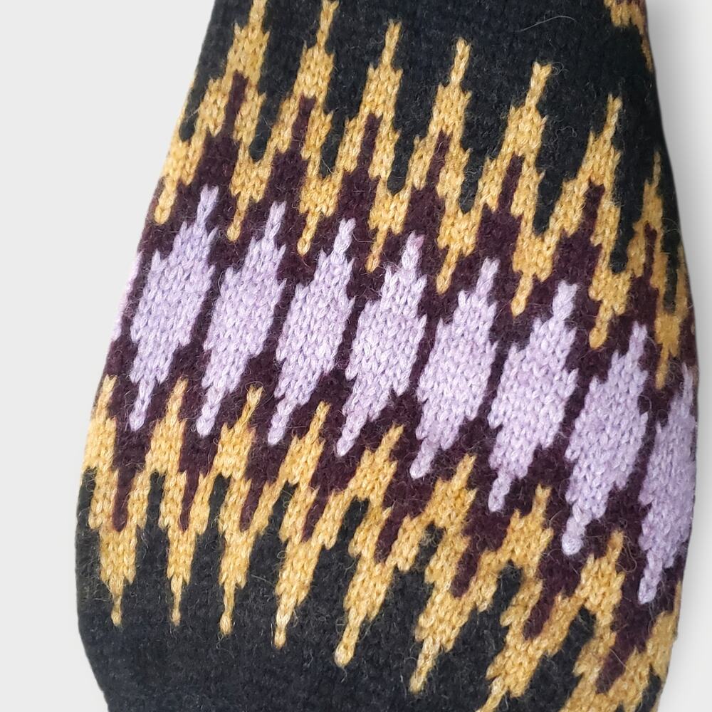 A.L.C. Tracey Fair Isle Sweater Oversized Alpaca Turtleneck Blk Bordeaux Sz Med - Picture 4 of 13